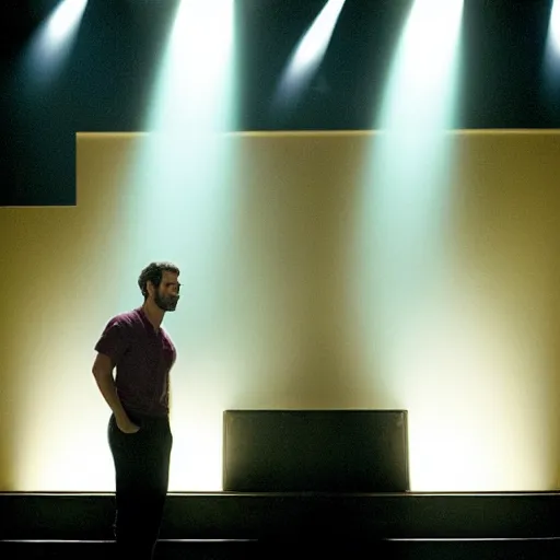Image similar to Shawn Spencer in Hamilton, production still, stage lighting