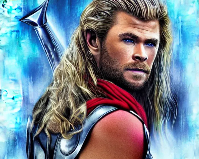 Image similar to chris hemsworth as a thor drag queen, digital art, amazing detail