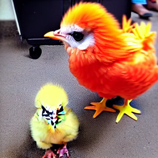 Image similar to cute baby chicken dressed as an inmate