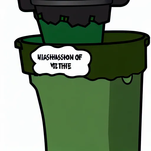 Image similar to personification of trashcan as a person, highly detailed