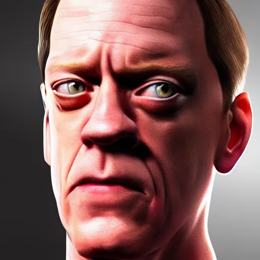 Image similar to the lovechild of john cena and steve buscemi from new jersey, realistic, hyperrealistic, 8 k resolution, hd quality, very detailed, highly detailed, intricate details, real life, real world, trending on artstation, 7 0 s photo