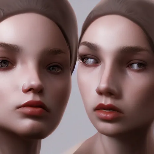 Image similar to close up of a young woman with two heads, hyperdetailed, artstation, cgsociety, 8k