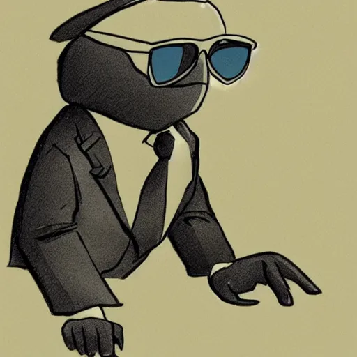 Image similar to turtle with a black suit and cool shades, highly detailed, smooth