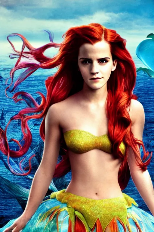 Image similar to tonemapped emma watson as ariel from the little mermaid