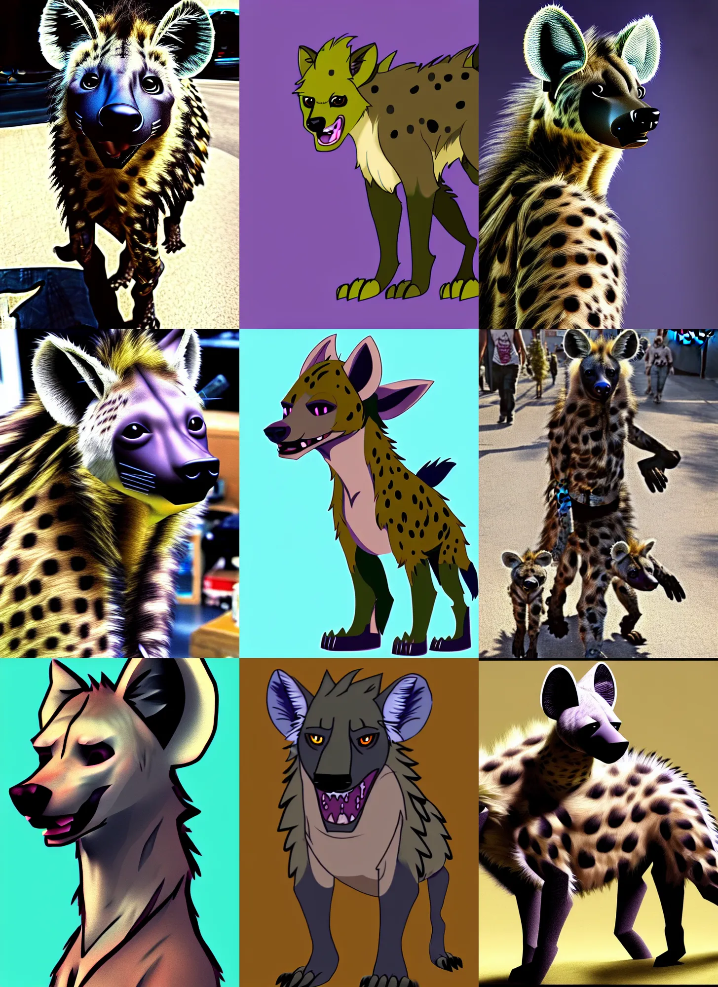 Image similar to a furry hyena fursona, trending on weasyl