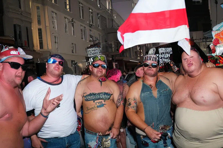 Image similar to pride party of fat racist rednecks, street photography, photojournalism