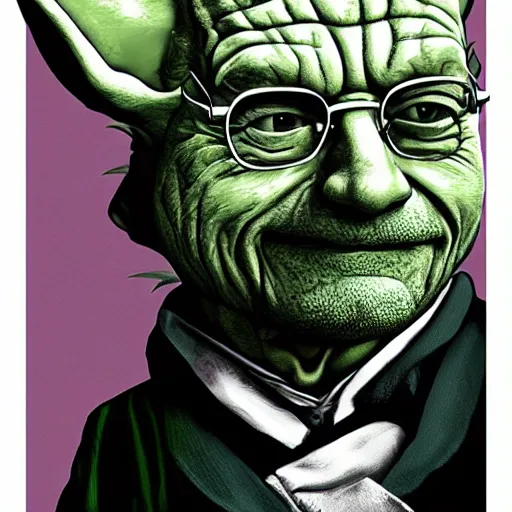 Prompt: Walter white as Yoda, punk rock, retro futuristic, featured on artstation, full body portrait