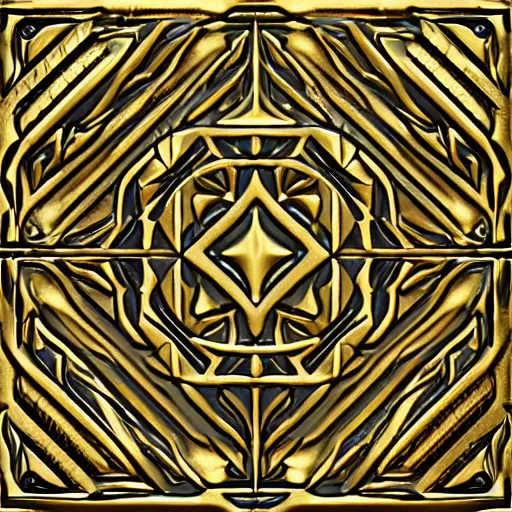 Image similar to 3d render of an abstract medieval pattern gold tile, symetrical