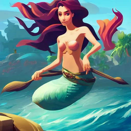 Image similar to painting mermaid treasure on sea of thieves game avatar hero smooth face median photoshop filter cutout vector, behance hd by jesper ejsing, by rhads, makoto shinkai and lois van baarle, ilya kuvshinov, rossdraws global illumination