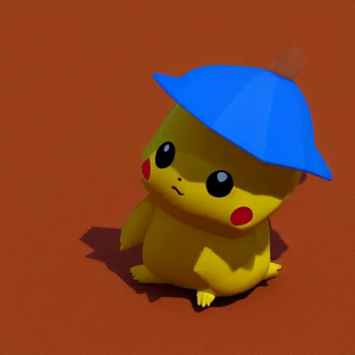 Image similar to isometric pikachu figure, high polygon render