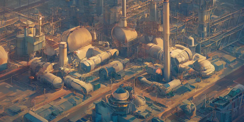 Image similar to aerial view of a combined cycle powerplant, masterpiece, mattepainting concept blizzard pixar maya engine on cold night stylized background splash comics global illumination lighting artstation lois van baarle, ilya kuvshinov, rossdraws