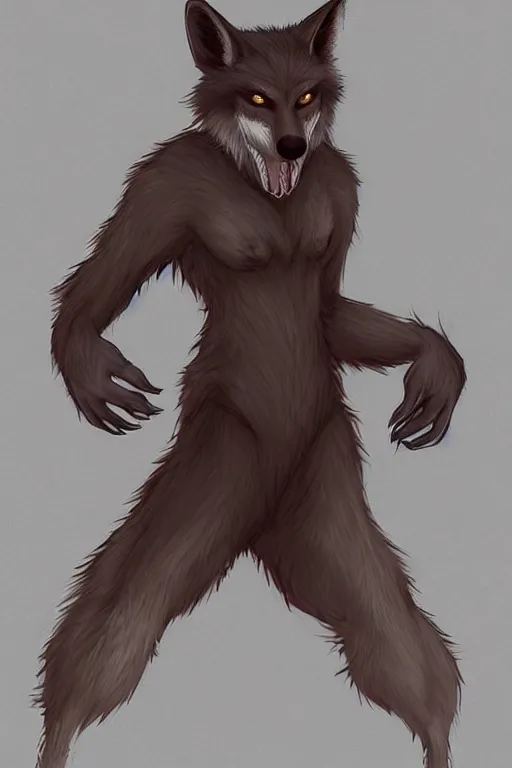 Image similar to a werewolf fox, fursona!!!!, by kawacy, trending on artstation, full body, furry art