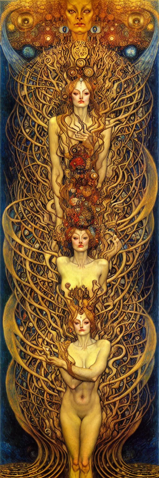 Image similar to Divine Chaos Engine by Karol Bak, Jean Delville, William Blake, Gustav Klimt, and Vincent Van Gogh, symbolist, visionary