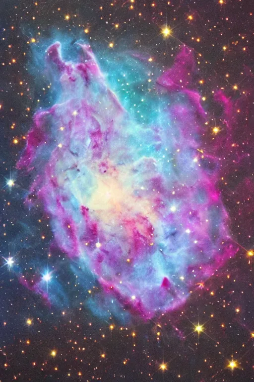 Prompt: nebula made of flowers, hubble telescope