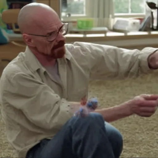 Prompt: walter white playing fetch with sheldon cooper