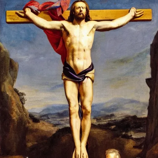 Image similar to donald trump crucified in the style of christ crucified diego velazquez