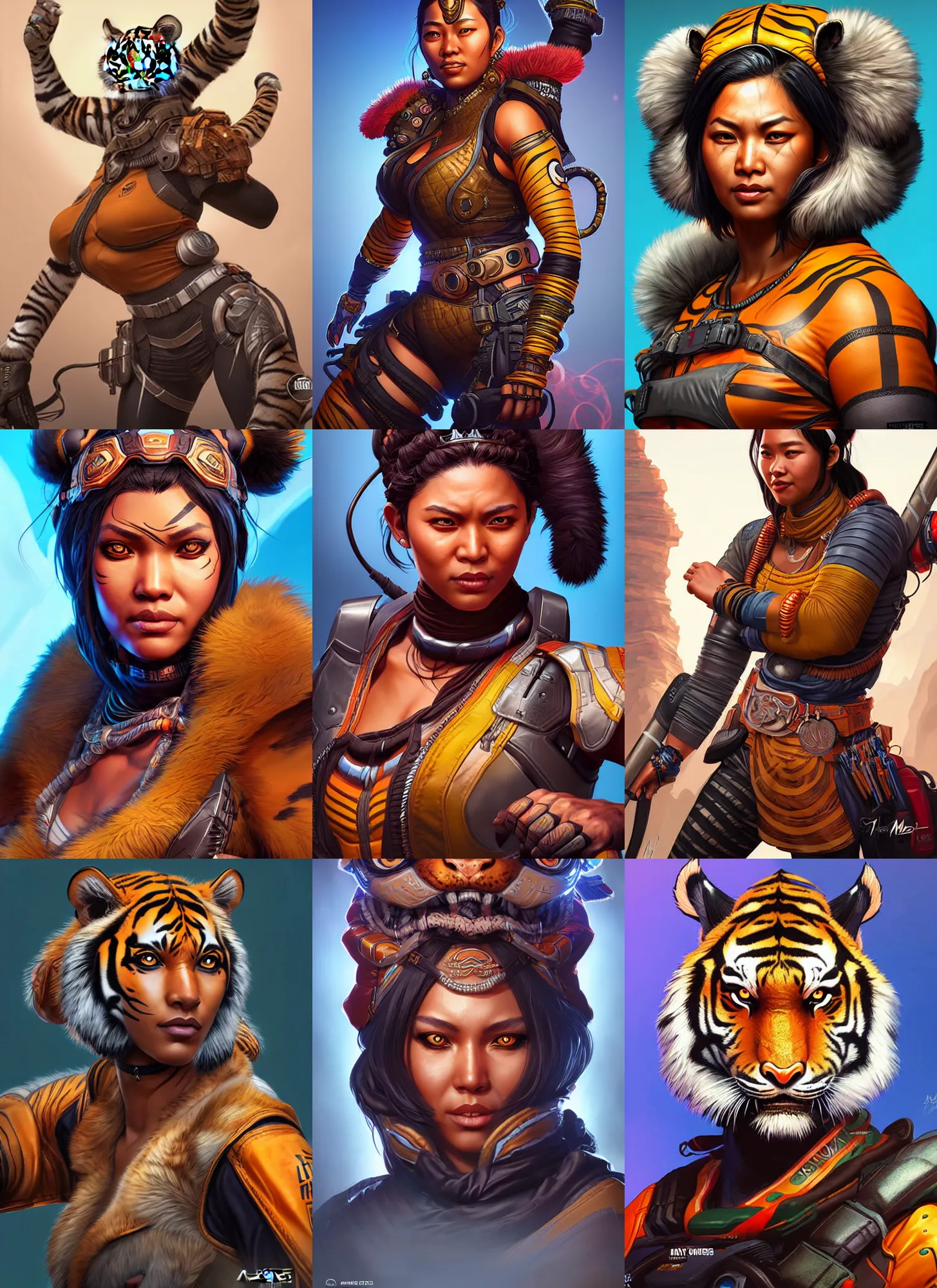 Image similar to The Tiger Queen as an Apex Legends character digital illustration portrait design by, Mark Brooks detailed, soft lighting