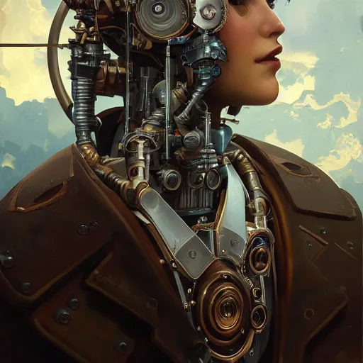 Prompt: portrait of a steampunk robot, highly detailed, professional digital painting, Unreal Engine 5, Photorealism, HD quality, 8k resolution, cinema 4d, 3D, cinematic, professional photography, art by artgerm and greg rutkowski and alphonse mucha and loish and WLOP