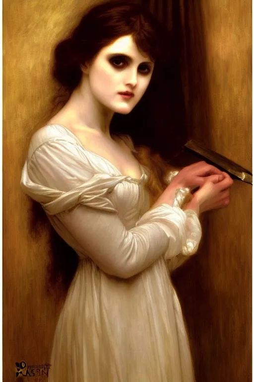 Image similar to phantom of the opera, painting by rossetti bouguereau, detailed art, artstation