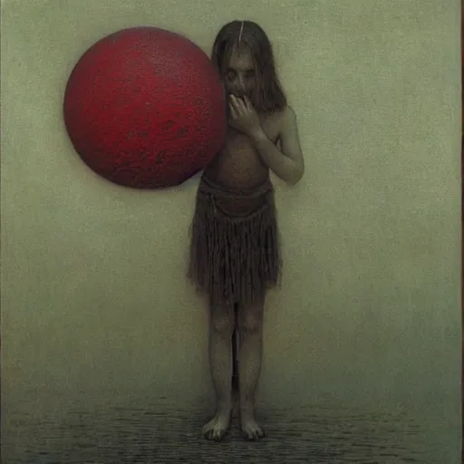 Prompt: 10 years old girl, painting by Beksinski