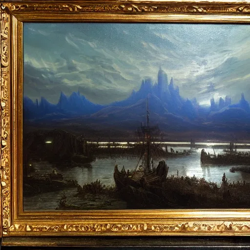 Image similar to irithyll of the boreal valley, beautiful extremely detailed landscape oil on canvas painting in the style of 1 9 th century hudson river school of art