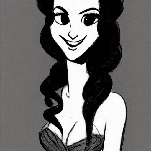 Image similar to milt kahl sketch of victoria justice with tendrils hair style as princess padme from star wars episode 3