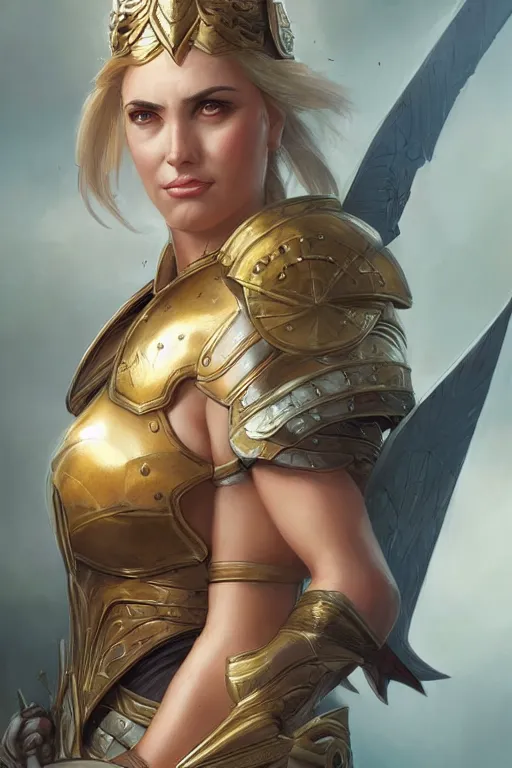 Image similar to amazon valkyrie athena, d & d, fantasy, portrait, highly detailed, headshot, digital painting, trending on artstation, concept art, sharp focus, illustration, art by artgerm and greg rutkowski and magali villeneuve