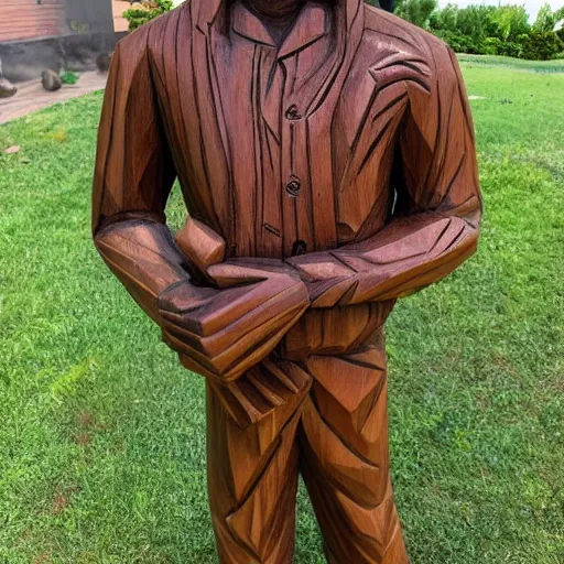 Image similar to wooden carving statue of cj from grove street