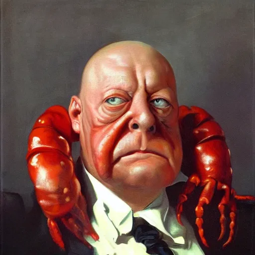 Image similar to realistic painting of zoidberg, formal portrait, bust portrait, red skin, lobster, victorian, zoidberg, futurama, sir george hayter, john singer sargent, franz xaver winterhalter, jerry barrett, thomas jones, barker, james jacques tissot, squid