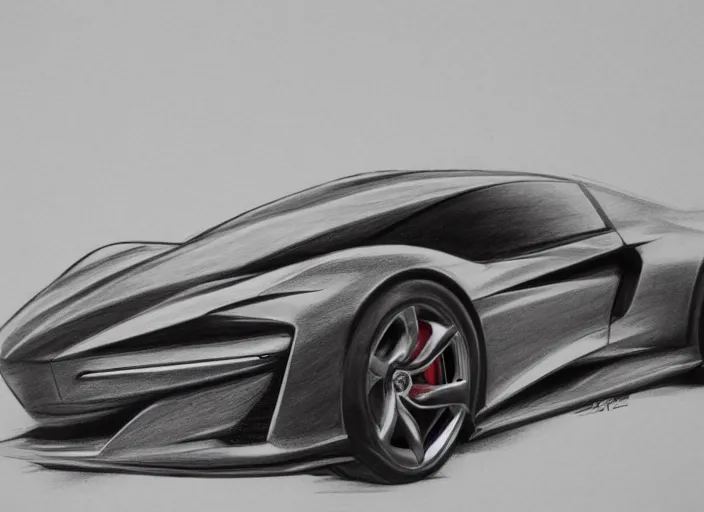 Image similar to concept non - coloring pencil drawing of a new sport car.