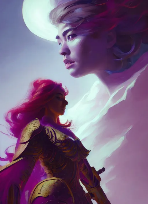 Prompt: side portrait, imogen poots, paladin, fantasy, gloomhaven, luminescent, organic painting, matte painting, bold shapes, hard edges, gaudy colors, octane render, unreal engine, by greg manchess, huang guangjian, gil elvgren, sachin teng, greg rutkowski, jesper ejsing, ilya kuvshinov