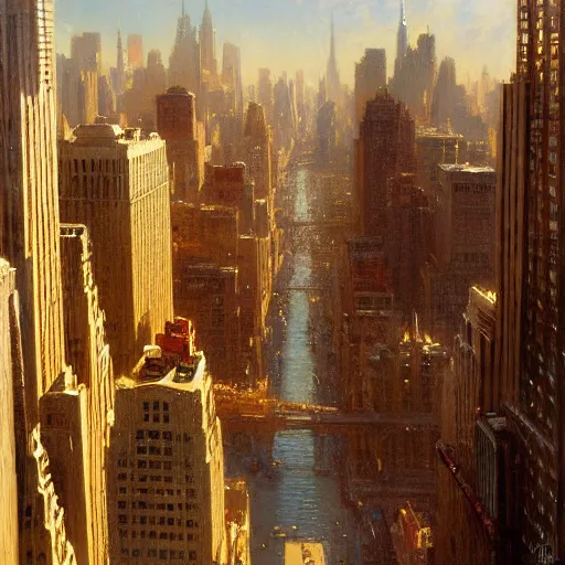 Image similar to city of modern new york. highly detailed painting by gaston bussiere, craig mullins, j. c. leyendecker