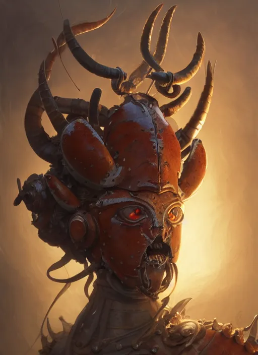 Image similar to subsurface scattering, white, lobster, centurion with face mask and plume, by jesper ejsing, justin gerard, tomasz alen kopera, cgsociety and fenghua zhong, highly detailed, rim light, cinematic lighting, illustration, art, octane render, very coherent, cinematic, hyper realism, high detail, octane render, 8 k