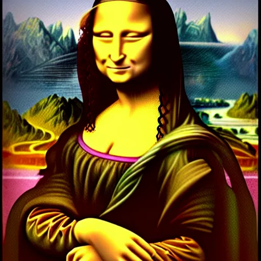 Image similar to mona lisa as a na'vi from the movie avatar