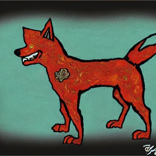 Image similar to communist retarded wolf, van gogh style