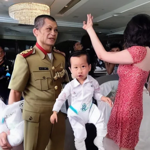 Image similar to Vajiralongkorn wearing a diaper during Las Vegas bender