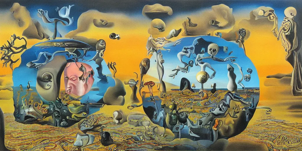 Image similar to the world between death and life, surrealistic detailed painting, by damien gilley and salvador dali