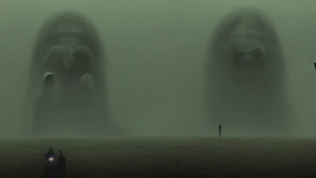 Image similar to the strange creature from my eye, we wait in line at the bank, film still from the movie directed by denis villeneuve and david cronenberg with art direction by salvador dali and zdzisław beksinski, wide lens