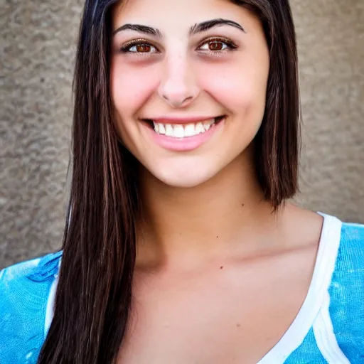 Prompt: leah gotti smiling portrait close up clear eyes professional photography