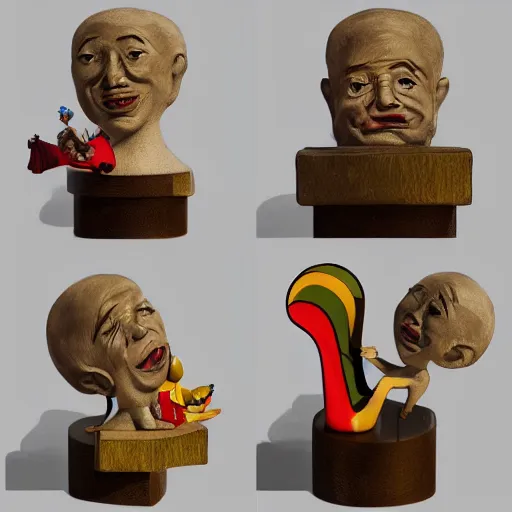 Prompt: 1 9 6 0 s weirdo cartoon sculpture toy on display photoshoot, 4 k, hyper realistic, natural, highly detailed, digital illustration, trending in artstation, classical painting, smooth, sharp focus art by ilya repin