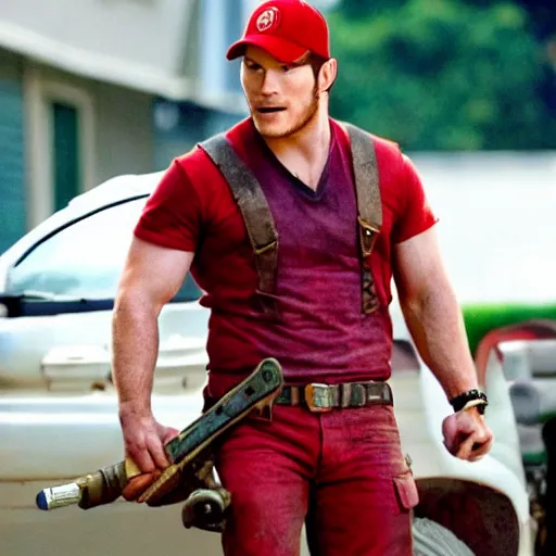 Prompt: red plumber chris pratt