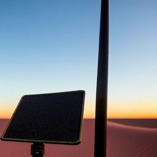 Image similar to ruggedized sensor antenna for monitoring the australian desert, XF IQ4, 150MP, 50mm, F1.4, ISO 200, 1/160s, dawn