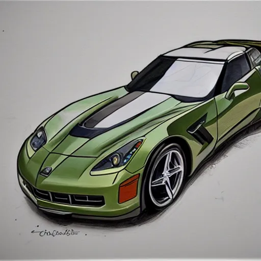 Prompt: detailed sketch, C2 Corvette