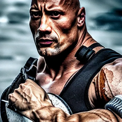 Image similar to Dwayne Johnson As bane hyper realistic 4K quality