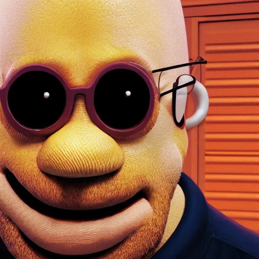 Image similar to Paul Giamatti dressed up as Homer Simpson for The Simpsons Live Action Movie film still, 4k resolution, 8k resolution, HD Quality, highly detailed, very detailed, detailed, studio quality lighting, digital art, trending on artstation, film still