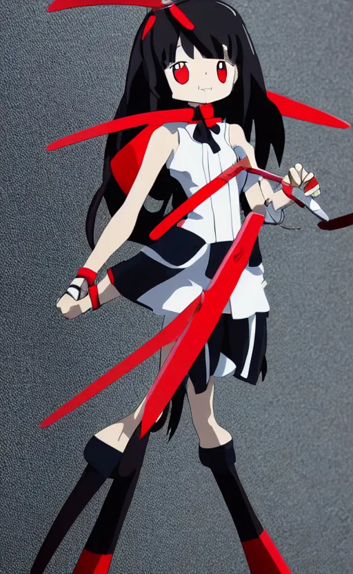Image similar to toy design, kill la kill anime, portrait of ryuko girl character, 2 0 2 2 anime style, anime static figure, cosplay photo, red scissors, school uniform, inspired by good smile company, 1 2 0 mm, photo taken by professional photographer, by trigger anime studio, trending on facebook, symbology, anime character anatomy, high resolution, matte