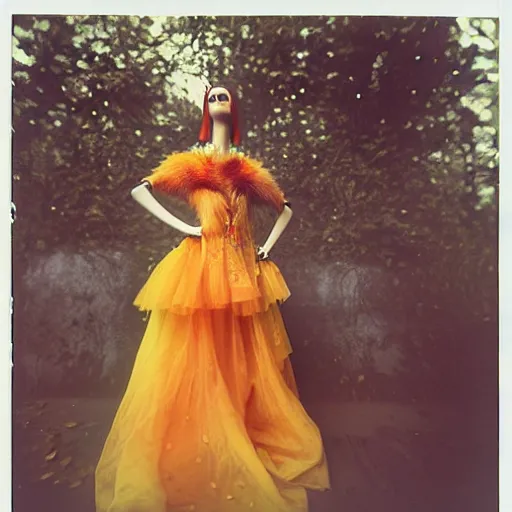 Image similar to kodak portra 4 0 0, wetplate, photo of a surreal artsy dream scene,, very beautiful girl, weird fashion, grotesque, extravagant dress, carneval, animal, wtf, photographed by paolo roversi style