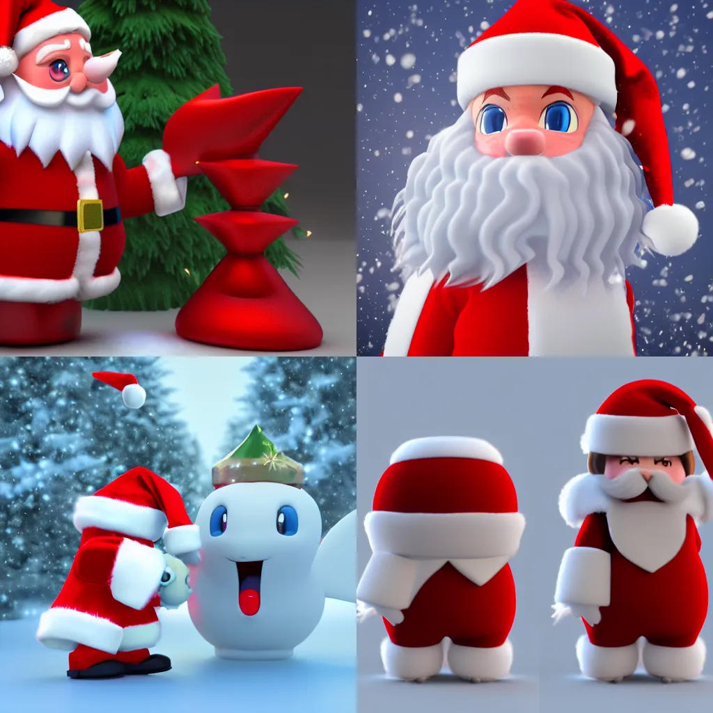 Prompt: Santa as a snow type pokemon, 3d render, 4k,