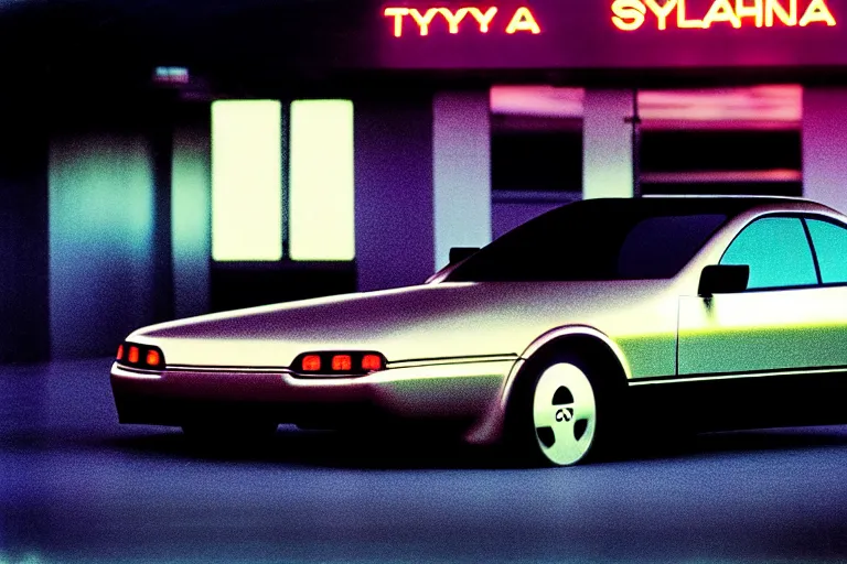 Prompt: stylized poster of a single toyota soarer concept, thick neon lights, ektachrome photograph, volumetric lighting, f 8 aperture, cinematic eastman 5 3 8 4 film