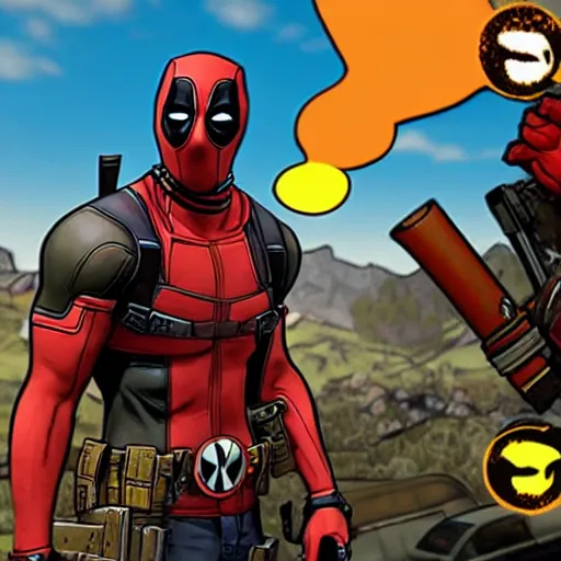 Image similar to Deadpool in borderlands 2 4k detailed super realistic